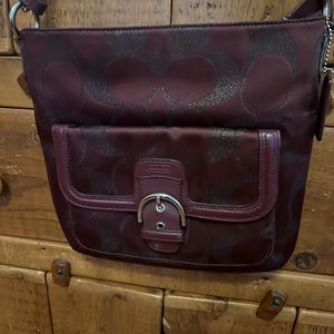 Coach Signature Burgundy Crossbody.